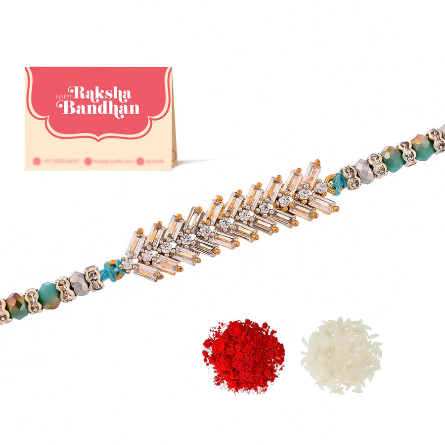 Men's American Diamond Blue Thread Rakhi For Brother | Voylla Rakhi