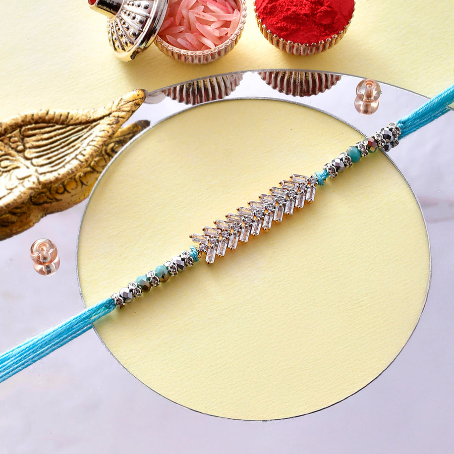 Men's American Diamond Blue Thread Rakhi For Brother | Voylla Rakhi