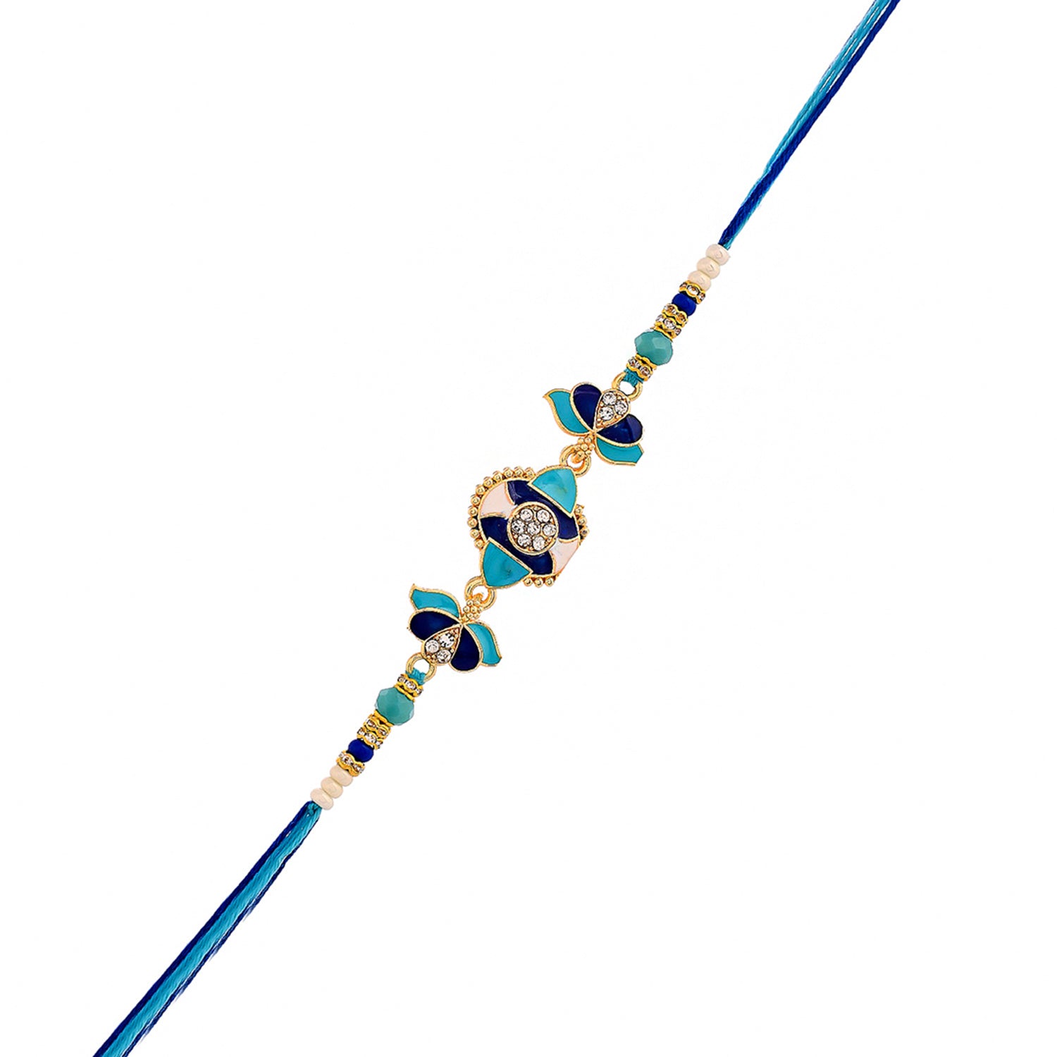 Blue Enamelled And Beaded Men's Rakhi For Brother | Voylla Rakhi