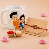 Traditional Rakhi Gift Set for Brother with Printed Coffee Mug
