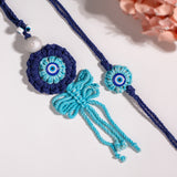 Nazar Evil Eye Crocheted Bhaiya Bhabhi Rakhi Set|Voylla Rakhi