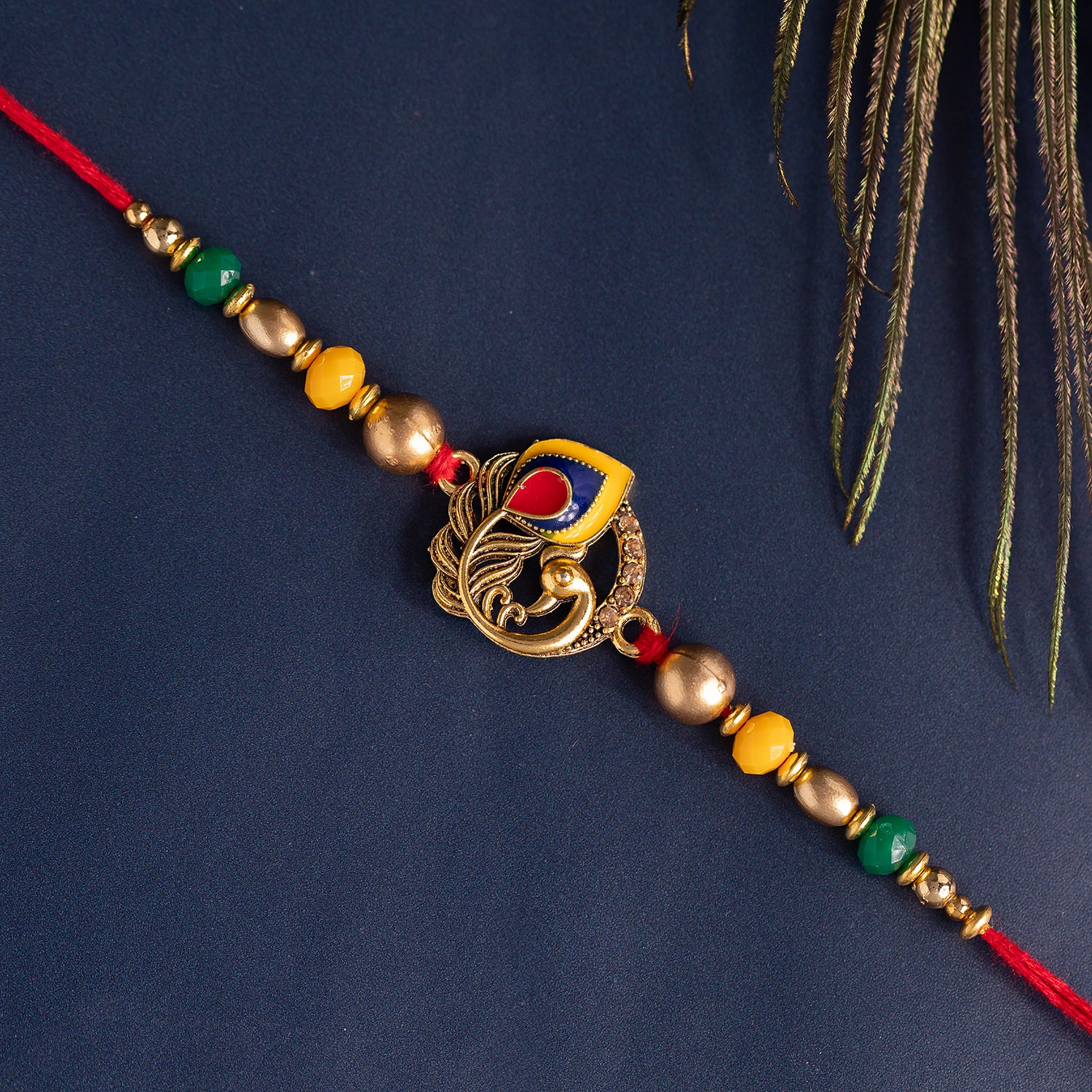 Divine Lord Krishna Mor Pankh Rakhi For Brother