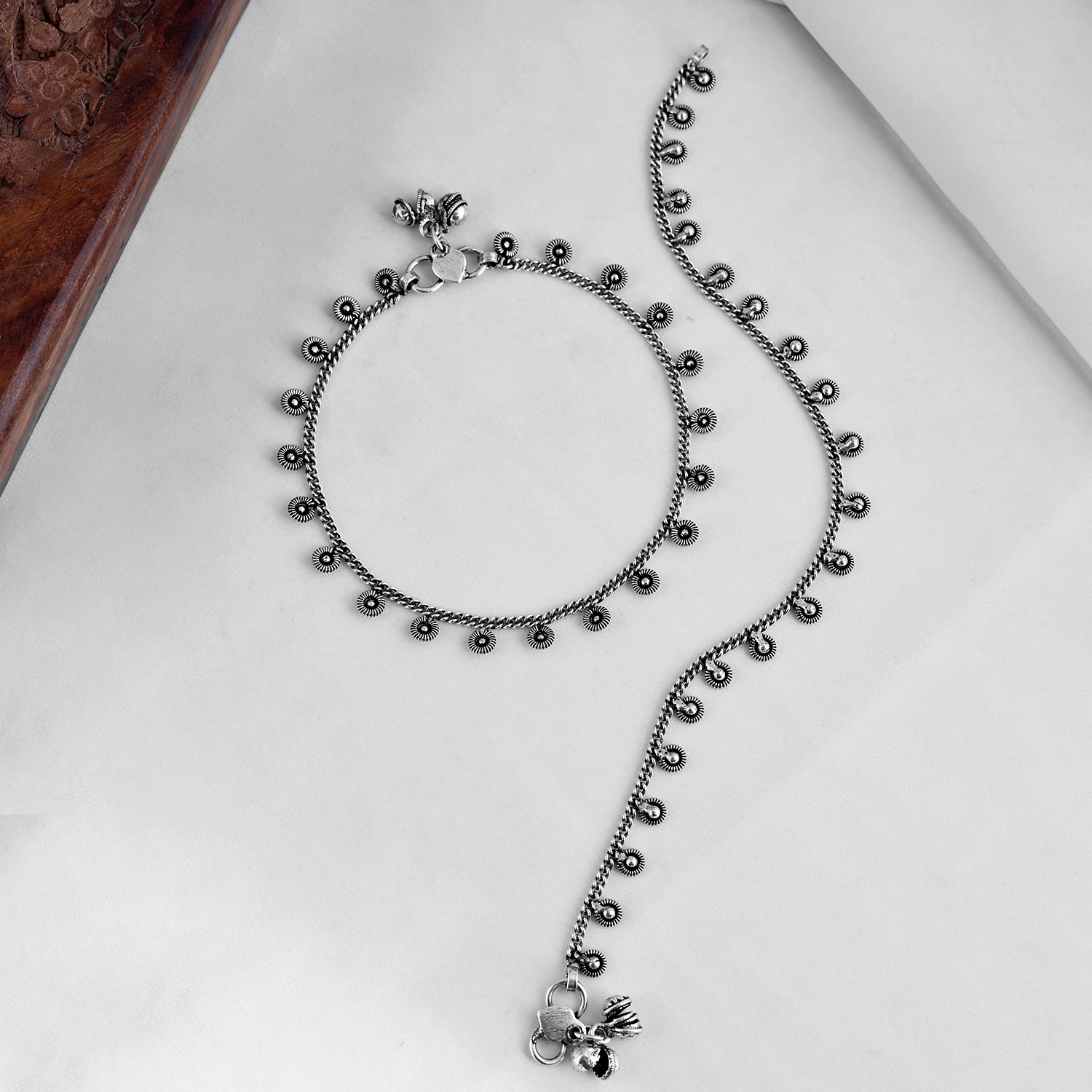 Antique Essentials Meera's Melody Oxidised Anklet Set