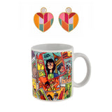 Mosaic Heart Earrings With Travel Mug Combo