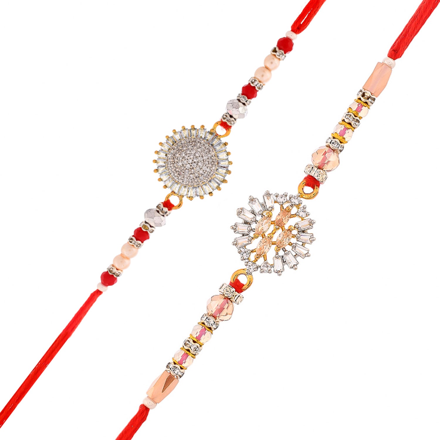 Multicolored Men's American Diamond Pack of 2 Thread Rakhis | Voylla