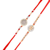 Multicolored Men's American Diamond Pack of 2 Thread Rakhis | Voylla