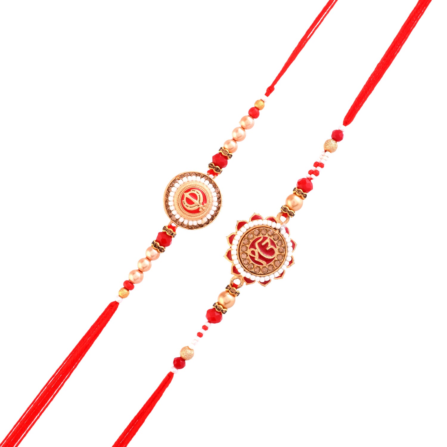 Sikh Divine White Pearls Thread Rakhis – VOYLLA