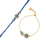 Evil Eye Thread And Chain Bhaiya Bhabhi Rakhi With Salted Kaju And Badam | Voylla