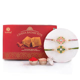 Set Of 2 Meenakari Kundan Rakhi with Chana Badam Barfi