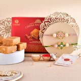 Set Of 2 Meenakari Kundan Rakhi with Chana Badam Barfi
