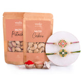 Set Of 2 Meenakari Kundan Jewelry Rakhi - Salted Pista and Kaju