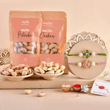Set Of 2 Meenakari Kundan Jewelry Rakhi - Salted Pista and Kaju