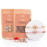 White Pearls And Colourful Gems Traditional Men's Rakhis With  Salted Badam And Pista | Voylla