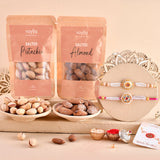 White Pearls And Colourful Gems Traditional Men's Rakhis With  Salted Badam And Pista | Voylla