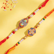 Vibrant Enamel & Pearl Rakhi Combo For Brother|Voylla Rakhi