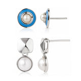 Trendy Pearl Pop Duo Earrings Set
