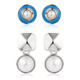 Trendy Pearl Pop Duo Earrings Set