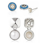 Trendy Pearl Pop Duo Earrings Set