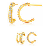 Trendy Golden Spark Duo Earrings Set
