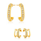 Trendy Golden Spark Duo Earrings Set