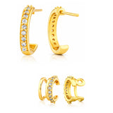 Trendy Golden Spark Duo Earrings Set