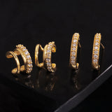Trendy Golden Spark Duo Earrings Set