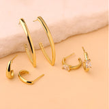 Trendy Golden Everyday Essentials Earrings Combo Set