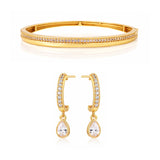 Trendy Golden Crystal Grace Bracelet & Earrings Combo