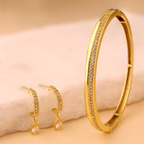 Trendy Golden Crystal Grace Bracelet & Earrings Combo