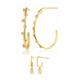 Trendy Dual Spark Geometric Hoop Earrings Combo