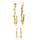 Trendy Dual Spark Geometric Hoop Earrings Combo