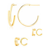Trendy Golden Luxe Hoop & Ear Cuff Earrings Combo
