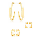 Trendy Golden Luxe Hoop & Ear Cuff Earrings Combo