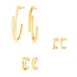 Trendy Golden Luxe Hoop & Ear Cuff Earrings Combo