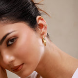 Trendy Golden Luxe Hoop & Ear Cuff Earrings Combo