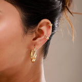 Trendy Golden Luxe Hoop & Ear Cuff Earrings Combo