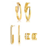 Golden Arc Sparkle Hoop Combo Earrings