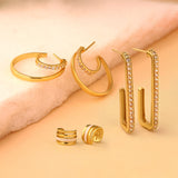 Golden Arc Sparkle Hoop Combo Earrings