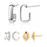 Pearl Glow Dual Tone Combo Earrings
