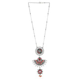 Navratri Oxidised Silver Jewellery Combo Set – Enamel Pendant Chain Ring Kada and Earrings | Ethnic Style | Gift for Women