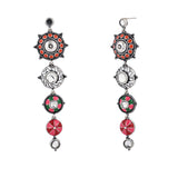 Navratri Oxidised Silver Jewellery Combo Set – Enamel Pendant Bracelet and Two Pairs of Earrings | Ethnic Style | Gift for Women