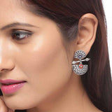 Navratri Oxidised Silver Jewellery Combo Set – Enamel Pendant Bracelet and Two Pairs of Earrings | Ethnic Style | Gift for Women