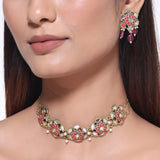 Navratri Jewellery Combo Set – Enamel Mirror Work Necklace Kada and Two Pairs of Earrings | Ethnic Style | Gift for Women