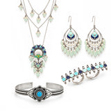 Navratri Oxidised Silver Jewellery Combo Set – Enamel Layered Necklace Ring Bracelet and Earrings | Ethnic Style | Gift for Women