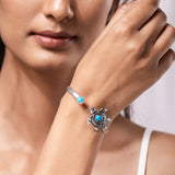 Navratri Oxidised Silver Jewellery Combo Set – Stone Necklace Set Two Rings and Two Bracelets | Ethnic Style | Gift for Women