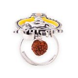 Navratri Oxidised Silver Jewellery Combo Set – Rudraksha Om Ring Earrings and Enamel Pendant | Ethnic Style | Gift for Women
