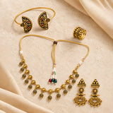 Navratri Antique Gold Jewellery Combo Set – Enamel Necklace Ring Bracelet and Earrings | Ethnic Style | Gift for Women