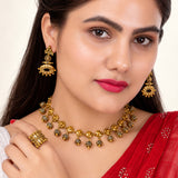 Navratri Antique Gold Jewellery Combo Set – Enamel Necklace Ring Bracelet and Earrings | Ethnic Style | Gift for Women