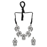 Navratri Oxidised Silver Jewellery Combo Set – Floral Necklace Earrings Anklet and Ring | Ethnic Style | Gift for Women