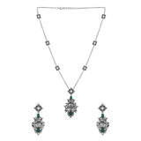 Navratri Oxidised Silver Jewellery Combo Set – Enamel Ring Floral Bracelet Pendant and Earrings | Ethnic Style | Gift for Women